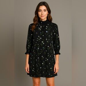 H&M Black Floral Long Sleeve Dress